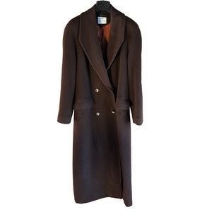 Linda Richards brown cashmere double breasted long winter coat